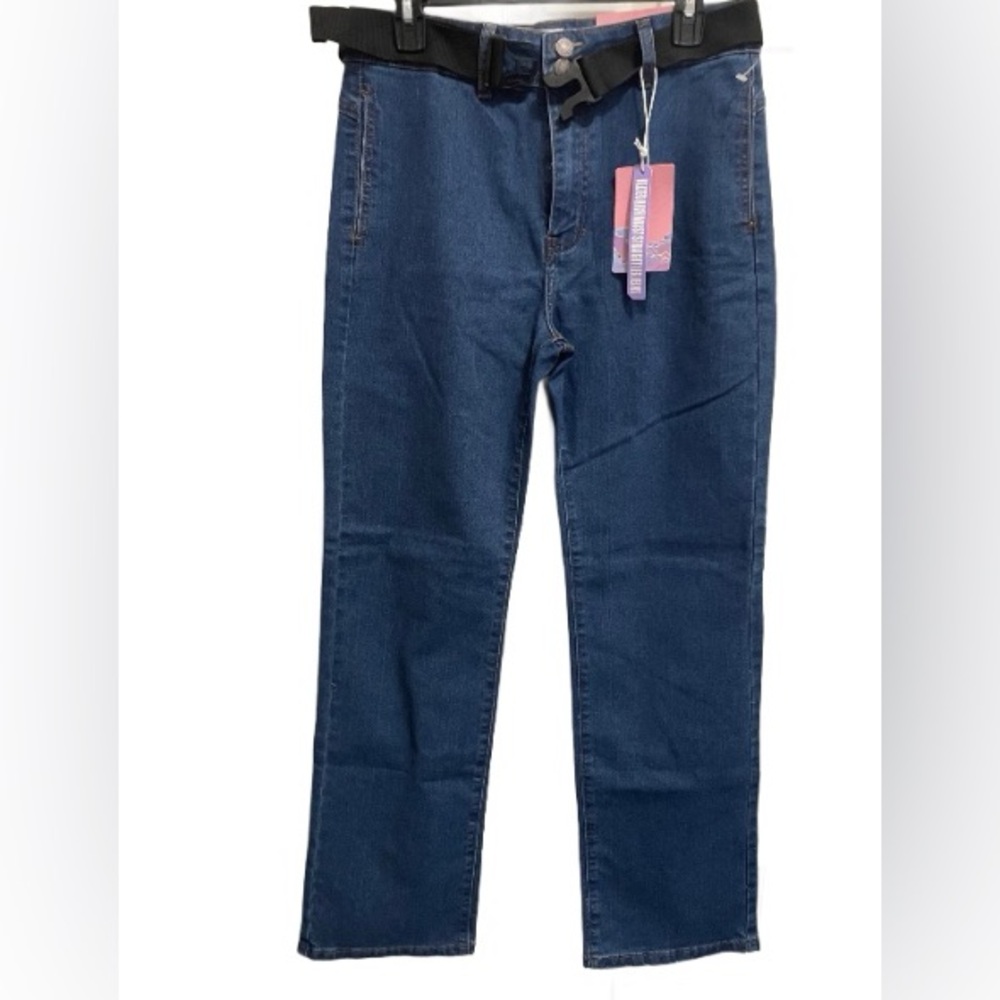 Blue High waist Straight Leg Jeans Denim